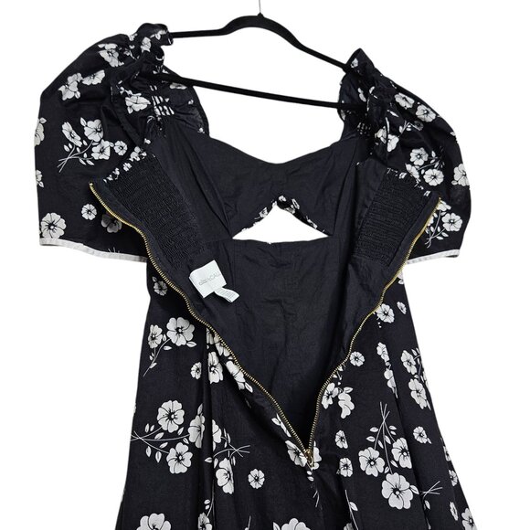 Alice McCall Izabella Mini Dress Black‎ White Floral Off Shoulder Size 8 - Picture 9 of 12